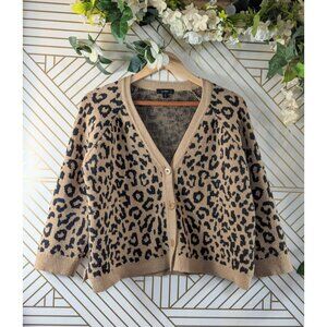 J. Crew Women's Leopard Print V Neck Cardigan Sweater Size Small S AR939
